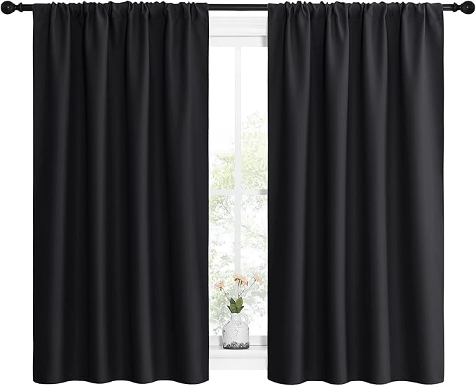NICETOWN Black Out Curtain Panels for Kitchen - Energy Smart Decoration Thermal Insulating Blackout Drapes/Draperies for Small Window (2 Panels, 42 inches Wide by 54 inches Long)