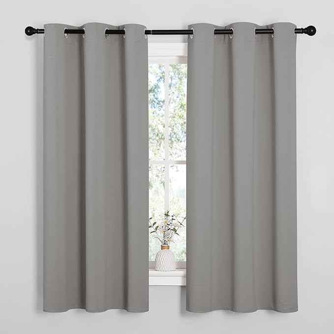 NICETOWN Blackout Curtains 63 inches Long, Thermal Insulated Solid Grommet Top Blackout Curtains/Drapes for Office (Sand Color, 1 Pair, 42 x 63 inches)
