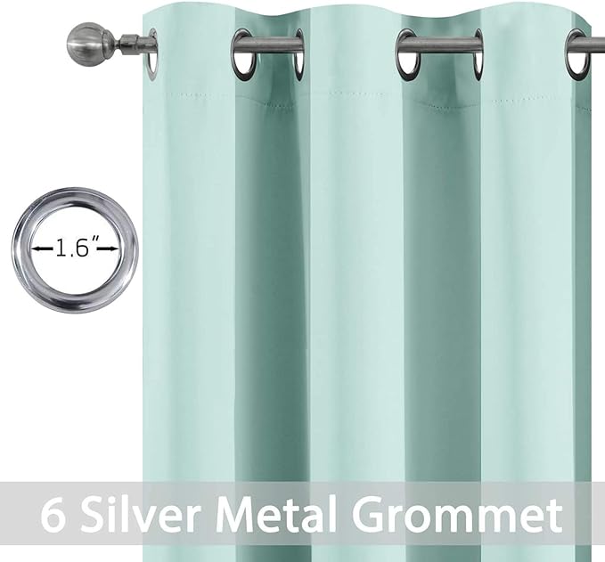 Yakamok Blackout Curtains Room Darkening Thermal Insulated Window Panels,Solid Grommet Top Drapes for Bedroom/Living Room(42Wx84L, Aqua, 2 Panels)