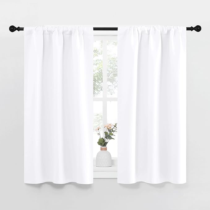 NICETOWN RV Curtains for Camper Windows, White Curtains for Kitchen Window, Home Decoration Light Filtering Curtains & Drapes for Small Window (29" Wide by 40inches Long, 1 Pair)