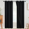 SimpleHome 100% Blackout Curtains for Bedroom,Thermal Insulated Black Grommet Window Drapes Room Darkening Curtains for Living Room with Black Back,38 x 84 Inch,2 Panels