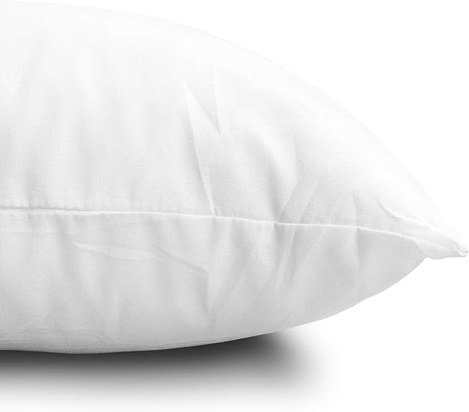 EDOW Throw Pillow Inserts, Set of 2 Lightweight Down Alternative Polyester Pillow, Couch Cushion, Sham Stuffer, Machine Washable. (White, 18x18)