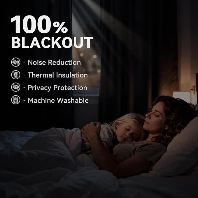 100% Blackout Shield Linen Blackout Curtains for Bedroom, Bright White Grommet Curtains for Living Room, Thermal Insulated Room Darkening Drapes for Nursery, Boho Home Decor, 50" W x 63" L, 2 Panels