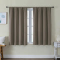 Simplebrand Ava Latte Short Blackout Curtains for Bedroom 45 Inches Long 2 Panels Set, Solid Thermal Insulated, Energy Saving Window Treatment Curtains Blackout Drapes, W40 x L45 Inch, Latte
