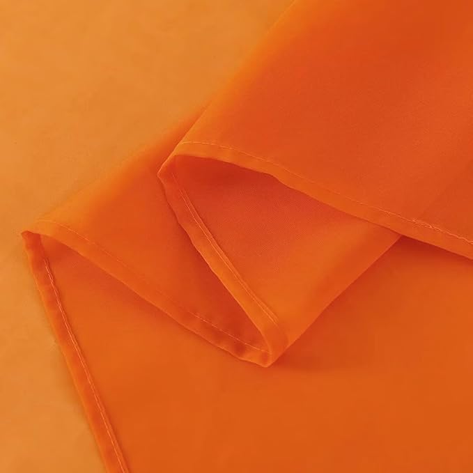 SpaceDresser Orange Sheer Curtains 4 Panels Rod Pocket Semi-Sheer Curtain 45 Inches Long Light Filtering Voile Window Drapes for Bedroom Living Room Kitchen, Each 52W x 45L