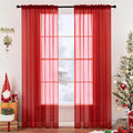 MIULEE 2 Panels Red Solid Color Sheer Christmas Window Curtains Elegant Window Voile Panels/Drapes/Treatment for Bedroom Living Room (54X90 Inches)