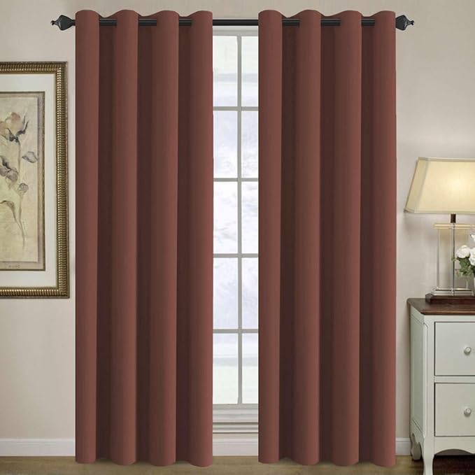 H.VERSAILTEX Blackout Curtain for Living Room Thermal Insulated Window Treatment Curtain Extra Long 108 inch Length Energy Saving Solid Grommet Top Blackout Drape, One Panel, Rust, 52" W x 108" L