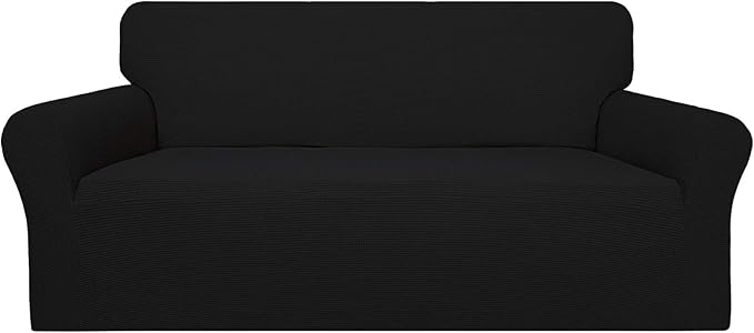 Easy-Going 100% Waterproof Couch Cover, Dual Waterproof Sofa Cover, Stretch Jacquard Sofa Slipcover, Leakproof Furniture Protector for Kids, Pets, Dog and Cat (Oversized Sofa, Black)