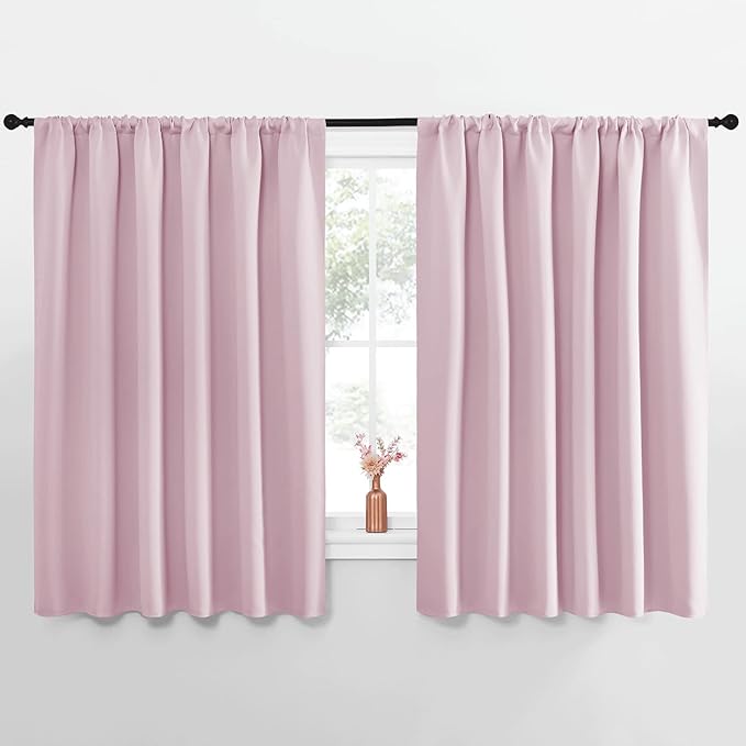 NICETOWN Blackout Curtains for Bedroom, Blackout Curtain Panels, Baby Pink, 1 Pair, 62 by 63-inch, Window Treatment Energy Saving Thermal Insulated Solid Rod Pocket Blackout Drapes/Draperies