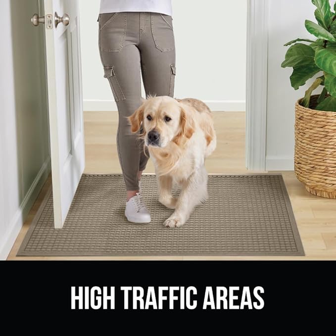 GORILLA GRIP® Ultra Absorbent Front Door Mat Outside Entrance, 47x35, Traps Dirt and Moisture, HydroABSORB Indoor Outdoor Doormat Holds Up to 6 Cups Water, Stain and Fade Resistant Welcome Mat, Beige