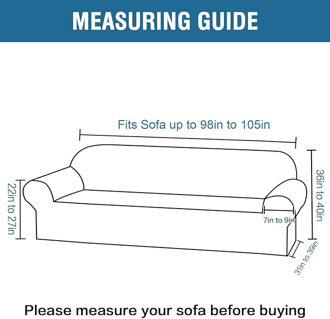 H.VERSAILTEX Stretch Velvet Sofa Covers Large Couch Covers Sofa Slipcovers Furniture Protector Soft with Non Slip Elastic Bottom, Feature Thick Comfy Rich Velour (Extra Wide Sofa 98"-105", Navy)
