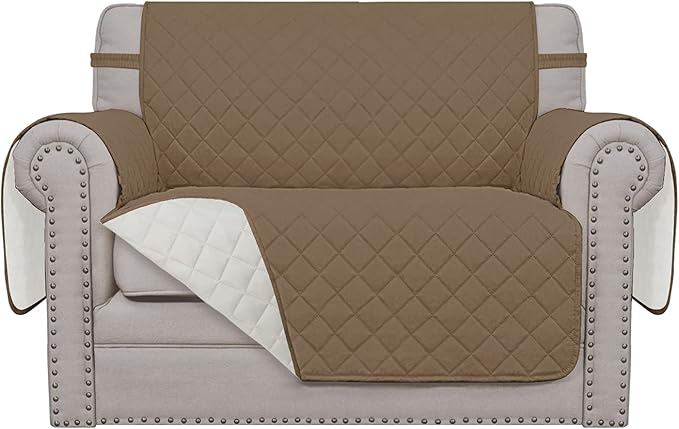 Easy-Going Oversized Chair Sofa Slipcover Reversible Sofa Cover Water Resistant Couch Cover Furniture Protector Cover with Elastic Straps for Pets Dog (Oversized Chair, Camel/Ivory)
