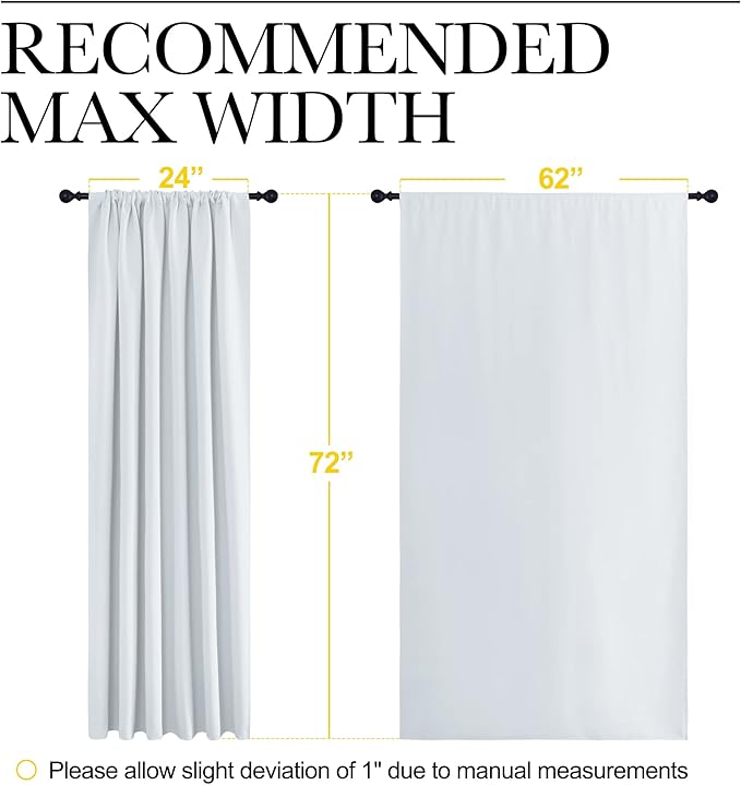 NICETOWN Bedroom Window Curtain Panels - Window Treatment Thermal Insulated Rod Pocket Room Darkening Curtains/Drapes for Patio Door (Greyish White, 2 Panels, 62 in x 72 in (W x L))