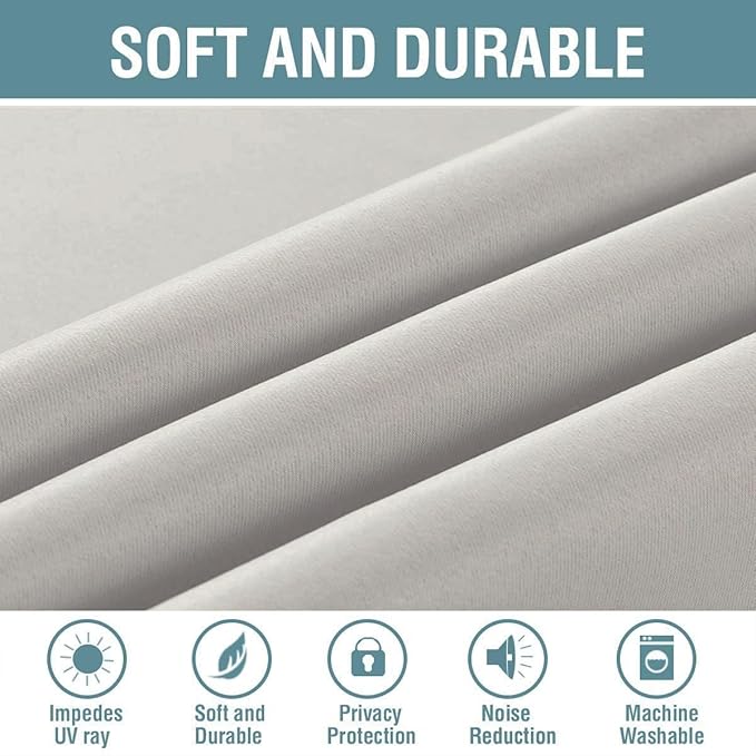 H.VERSAILTEX Blackout Curtain for Living Room Thermal Insulated Window Treatment Curtain Extra Long 84 inch Length Energy Saving Solid Grommet Top Blackout Drape, One Panel, Stone, 52" W x 120" L