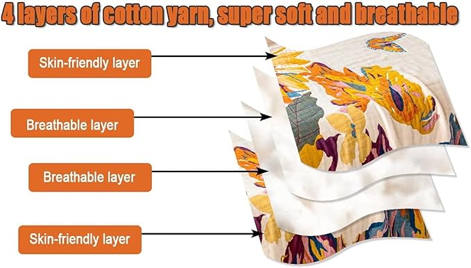 MSGKV Boho Throw Blanket Queen Size 90"x90" Cotton Blanket for Bed Spring Breathable Throw Blanket for Living Room Home Decorative