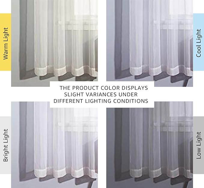 NICETOWN Sheer Curtains Panel 72" Long - Ring Top Window Treatment Sheer Voile Drapes for Bedroom/Living Room (White, Set of 2, W54 x L72)