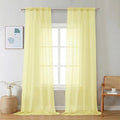 Chyhomenyc Sheer Curtains 96 inches Long 2 Panels - Light Filtering Soft Airy Solid Elegant Voile Window Treatment Drapes for Bedroom Living Room, 42Wx96L, 8FT, Light Yellow