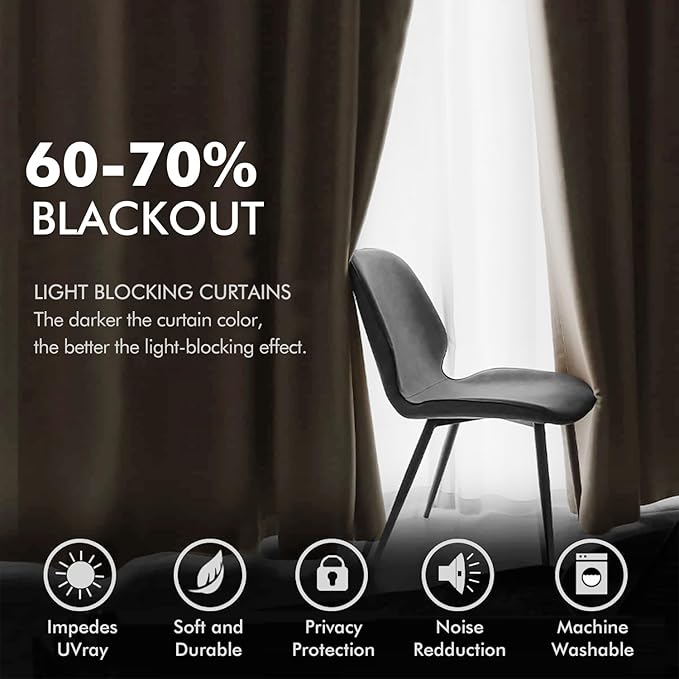 MIULEE 2 Panels Blackout Velvet Curtains Solid Soft Grommet Camel Beige Curtains Black Out Thermal Insulated Soundproof Room Darkening Drapes/Panels for Living Room Bedroom 52 x 96 Inch Length