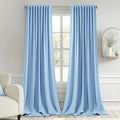 MIULEE Sky Blue Back Tab Blackout Curtains 108 Inch Long 2 Panels Set for Bedroom, Rod Pocket/Pinch Pleat Extra Long Thermal Insulated Living Room Darkening Pleated Light Blocking Drapes