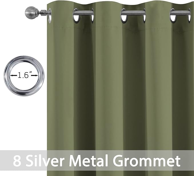 Yakamok Window Treatment Kitchen Drapes - Plain Solid Grommet Top Short Curtains for Kitchen Window(52Wx36L, Sage, 2 Panels)