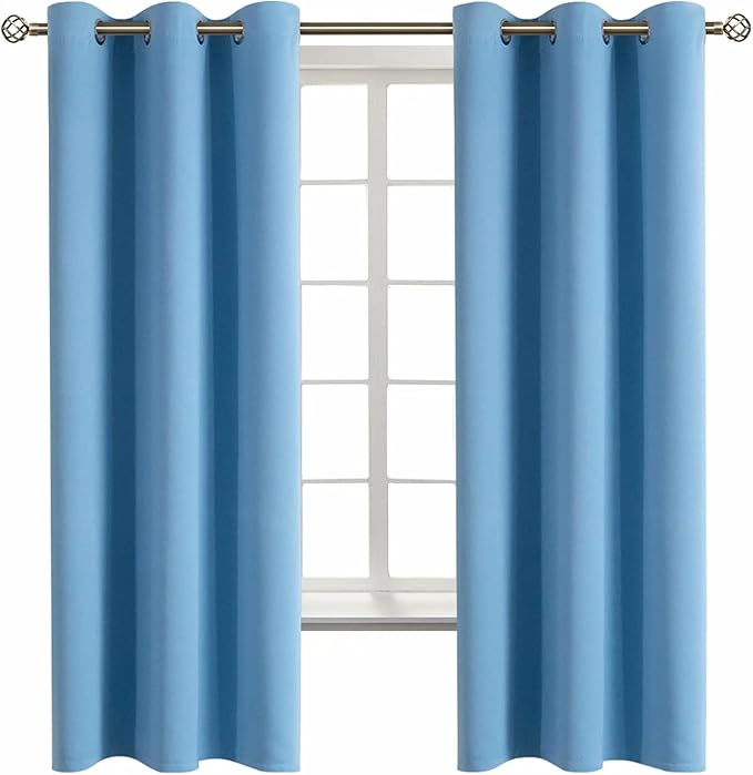BGment Room Darkening Curtains 63 Inches Long - Grommet Thermal Insulated Drapes Window Treatment Curtains for Bedroom, 2 Panels, 42 x 63 Inch, Sky Blue