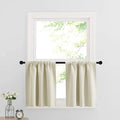 RYB HOME Cafe Curtains 24 inch Length, RV Curtains for Camper Windows, Mini Short Small Insulating Light UV Heat Blocking Privacy Half Window Tiers, Width 29 by Length 24, Beige, 2 Panels