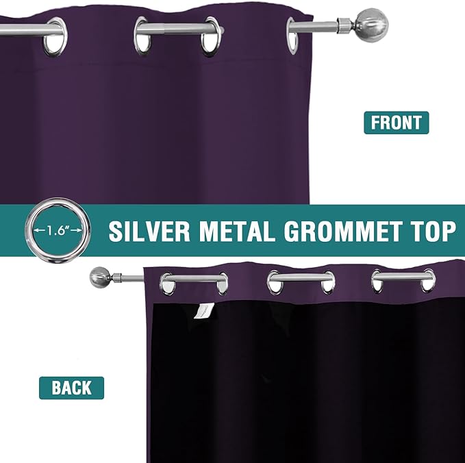 ChrisDowa 100% Blackout Curtains 120 inch Long for Bedroom with Black Liner, 2 Thick Layers Total Blackout Thermal Insulated Grommet Long Window Curtains 2 Panels Set (Royal Purple, 52 x 120 Inch)