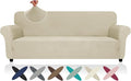 ZNSAYOTX Oversized Super Stretch Couch Cover (92"-115"), New Striped Sofa Covers Comfortable & Durable, Dog Cat Pets Friendly Extra Large Spandex Sofa Slipcovers (Khaki, XL Sofa)