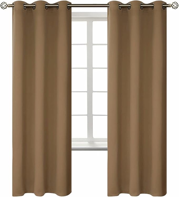 BGment Blackout Curtains for Living Room - Grommet Thermal Insulated Room Darkening Curtains for Bedroom, 2 Panels of 42 x 72 Inch, Taupe