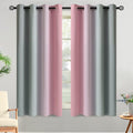 Yakamok Ombre Grey and Pink Curtains for Bedroom, Gradient Room Darkening Curtains 63 inches Long,Grommet Thermal Insulated Light Blocking Window Drapes/Curtain for Living Room,52 x 63 Inch,2 Panels