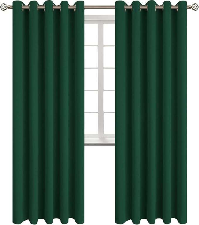 BGment Blackout Curtains for Bedroom - Grommet Thermal Insulated Room Darkening Drapes for Living Room, Set of 2 Panels (70 x 84 Inch, Emerald Green)