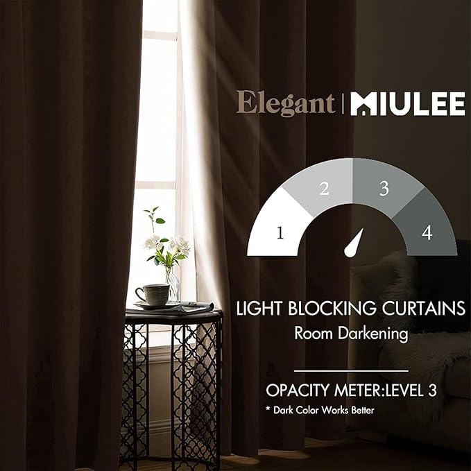 MIULEE Room Darkening Extra Long Curtains Thermal Insulated Drapes Solid Window Treatment Set Grommet Top Light Blocking Blackout Curtain for Living Room/Bedroom 2 Panels 52 x 112 inch Beige