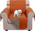 U-NICE HOME Reversible Oversized Chair Covers Quilted Water Repellent Pet Protectors with Elastic Straps(28''Armchair, Orange/Taupe)
