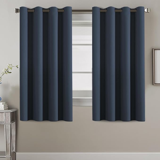 H.VERSAILTEX Thermal Insulated Blackout Curtains for Bedroom 63 Inches Long Grommet Window Treatment Panel for Living Room Energy Efficient Curtains - Solid in Navy Blue - One Panel, 52" W x 63" L