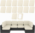 hyha 14Pcs Patio Cushion Covers, Stretch Outdoor Couch Cushion Covers Replacement, Washable Outdoor Chair/Sofa Slipcovers for Patio Furniture Cushions Protector with Elastic Bottom(Beige,Cover Only)