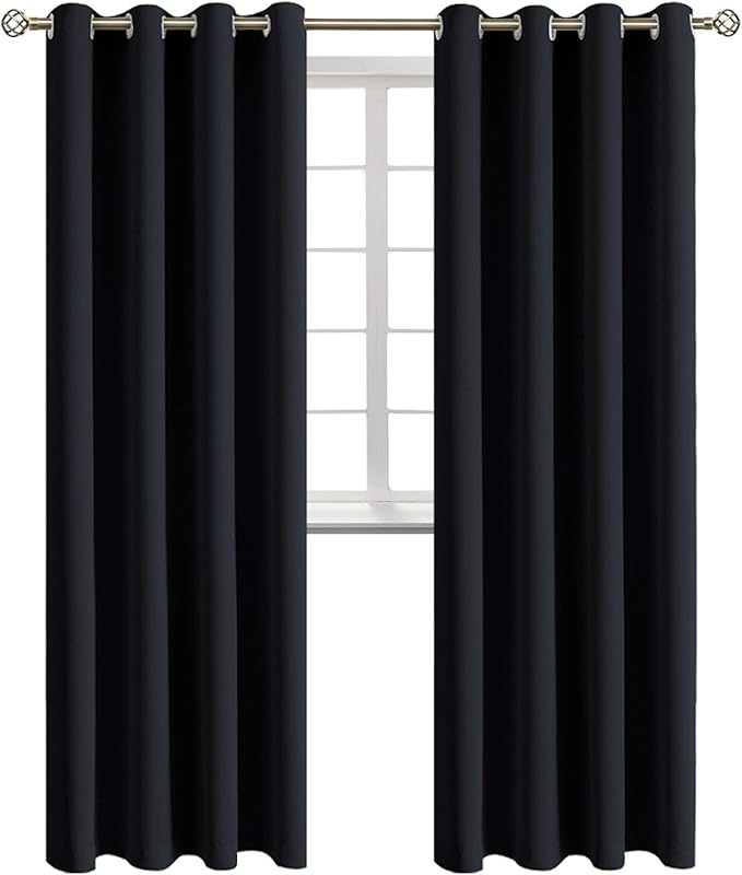 BGment Blackout Curtains - Grommet Thermal Insulated Room Darkening Bedroom and Living Room Curtains, Set of 2 Panels (52 x 120 Inch, Black)