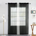 SpaceDresser Sheer Voile Window Treatment Rod Pocket Curtain Panels for Kitchen Bedroom Living Room Drapes Sunlight Filtering Privacy Semi Home Decor Assorted (Black, 52 W x 63 L)