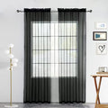 SpaceDresser Sheer Voile Window Treatment Rod Pocket Curtain Panels for Kitchen Bedroom Living Room Drapes Sunlight Filtering Privacy Semi Home Decor Assorted (Black, 52 W x 84 L)