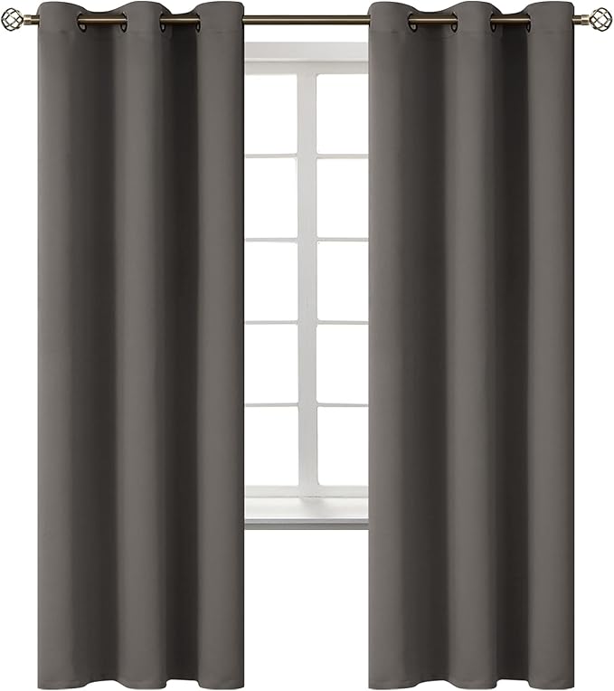 BGment Blackout Curtains for Bedroom - Grommet Thermal Insulated Room Darkening Curtains for Living Room, Set of 2 Panels (42 x 72 Inch, Grey)