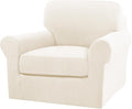 Turquoize 2 Piece Chair Covers Armchair Slipcovers for Living Room Armchair Sofa Cover with Individual Cushion Covers Feature Jacquard Fabric (Chair, Cream)