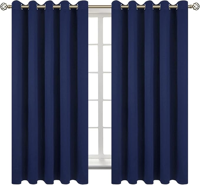 BGment Blackout Curtains for Bedroom - Grommet Thermal Insulated Room Darkening Curtains for Living Room, Set of 2 Panels (70 x 63 Inch, Navy Blue)