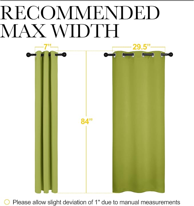 NICETOWN Green Blackout Curtains Window Panels, Window Treatment Thermal Insulated Solid Grommet Blackout Draperies/Drapes for Christmas Bedroom (Set of 2, 34 by 84 Long, Fresh Green)