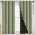 SimpleHome 100% Blackout Curtains for Bedroom,Thermal Insulated Grommet Window Drapes Room Darkening Sage Curtains for Living Room with Black Back,52 x 63 Inch,2 Panels