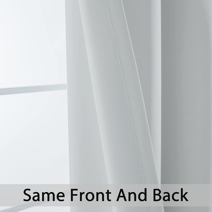 Yakamok 84 Inch Length Room Darking Curtains for Bedroom, Light Blocking Drapes Room Darkening Thermal Insulated Solid Grommet Panels for Living Room(38Wx84L, Greyish White, 2 Panels)