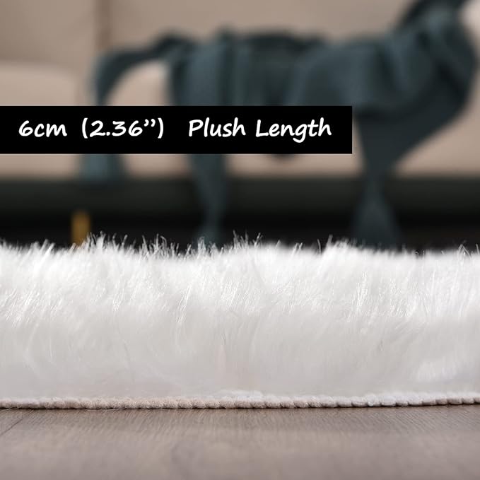 Goolela White Area Rug 5x7 Fluffy Fuzzy Furry Sheepskin Rug for Bedroom Living Room Faux Fur Shaggy Soft Washable Rectangle