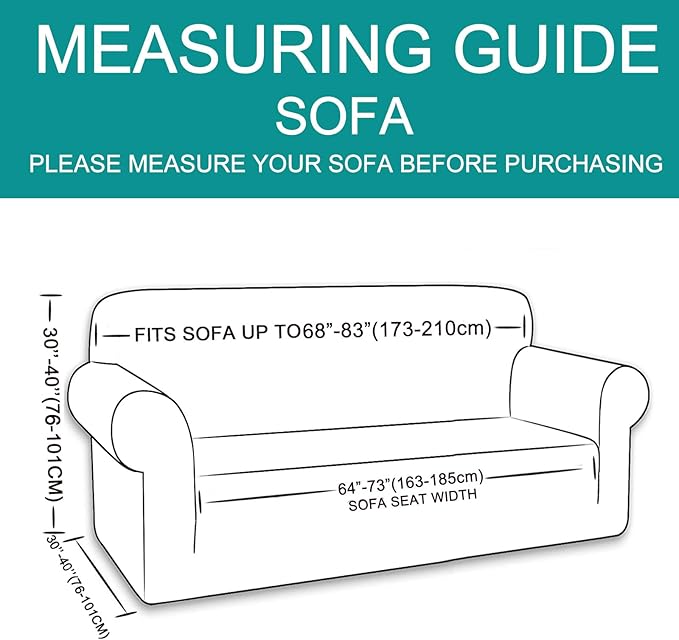 U-NICE HOME Stretch Couch Cover Sofa Covers for 3 Cushion Couch Slipcover with Elastic Bottom Furniture Protector for Dogs, Spandex Jacquard Soft Fabric (Large, Camel)