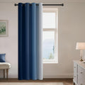 Yakamok Blue to Greyish White Ombre Curtain for Bedroom, Light Blocking Thermal Insulated Window Drape for Living Room(1 Panel, 52x84 Inch)