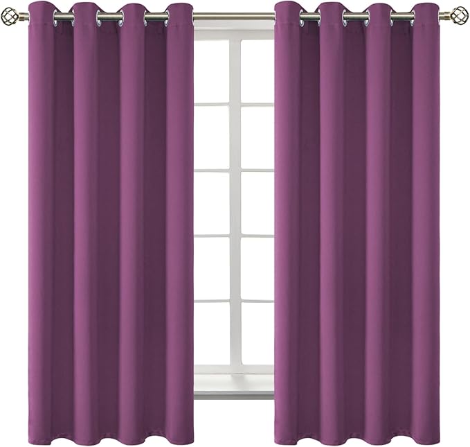BGment Room Darkening Curtains 63 Inches Long - Grommet Thermal Insulated Drapes Window Treatment Curtains for Bedroom, 2 Panels, 52 x 63 Inch, Eggplant Purple