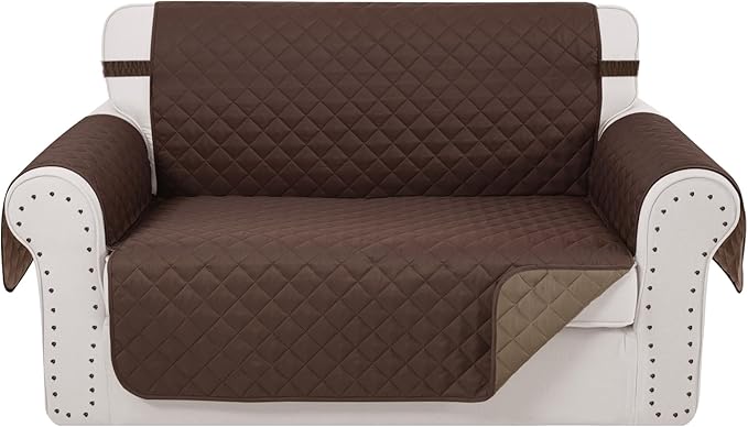 Reversible Loveseat Sofa Covers Couch Cover Furniture Protector(Loveseat,Chocolate/Taupe)