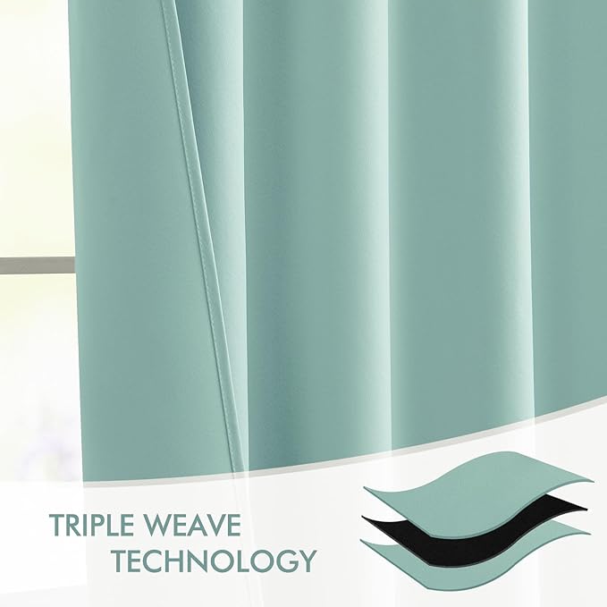 MIULEE Aqua Back Tab Blackout Curtains 120 Inch Long 2 Panels Set for Bedroom, Rod Pocket/Pinch Pleated Extra Long Thermal Insulated Living Room Darkening Light Blocking 10FT Drapes